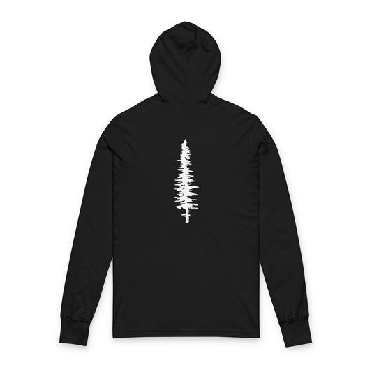 The Backbone of the Wild – Pine Tree Spine - Unisex Hooded Long Sleeve Tee