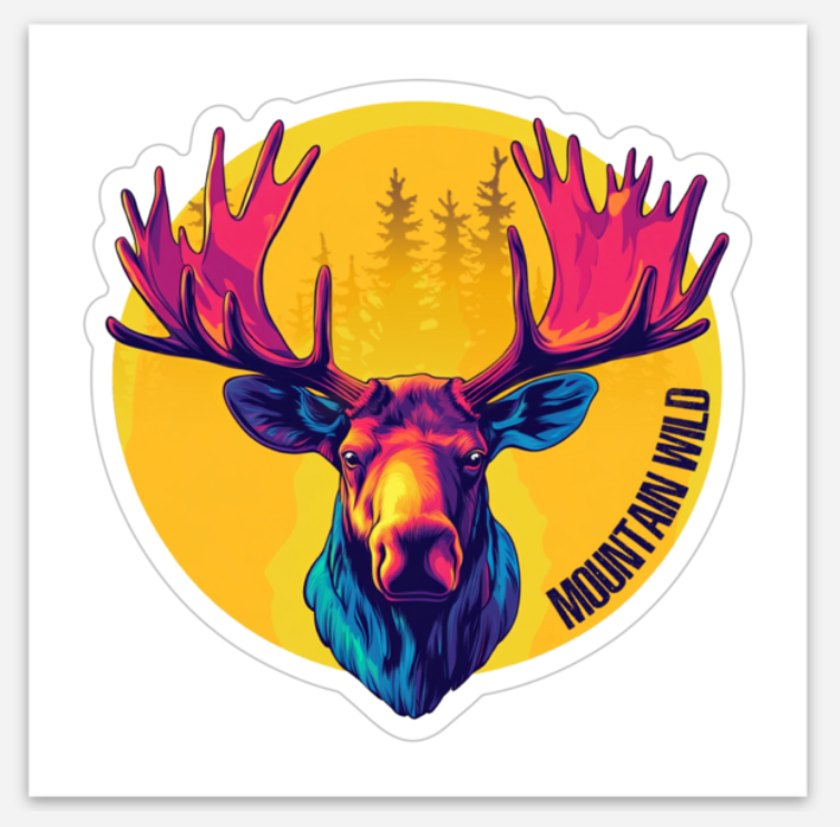 Mountain Wild Moose Forest Sticker - 3"