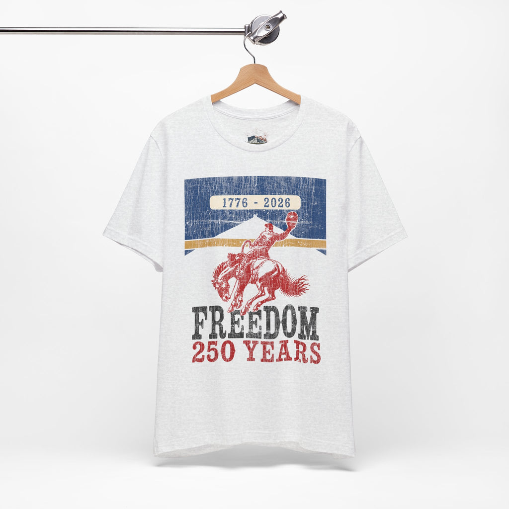 FREEDOM 250 Years Unisex Graphic Tee | Vintage Western Bucking Horse Shirt