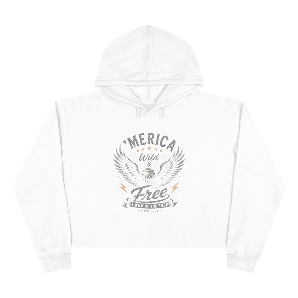 'Merica - Wild & Free Retro Eagle - Crop Hoodie