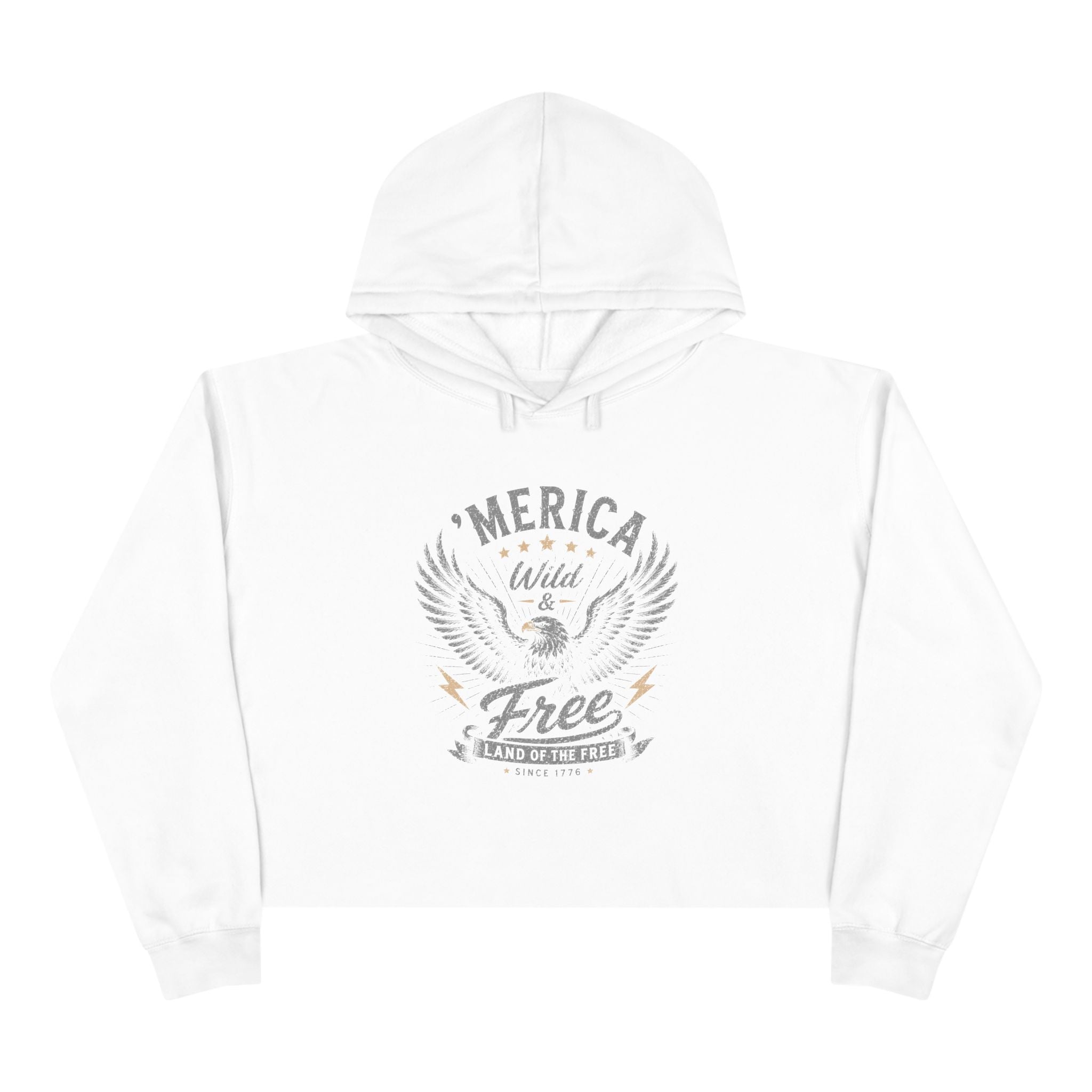 'Merica - Wild & Free Retro Eagle - Crop Hoodie