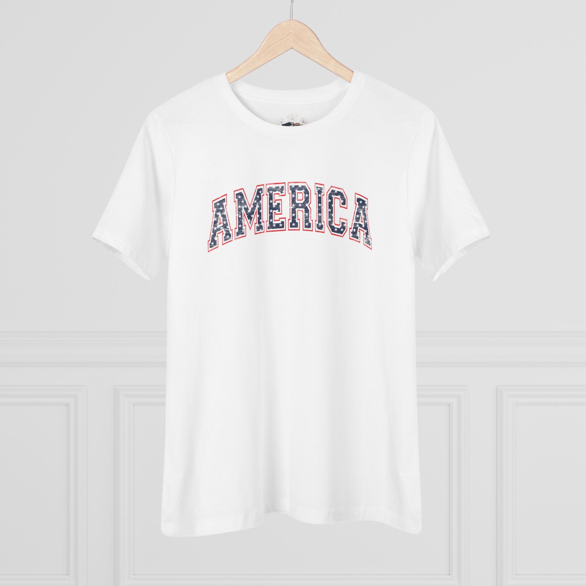 AMERICA Women's Cotton Tee | Classic Americana T-Shirt - STARS