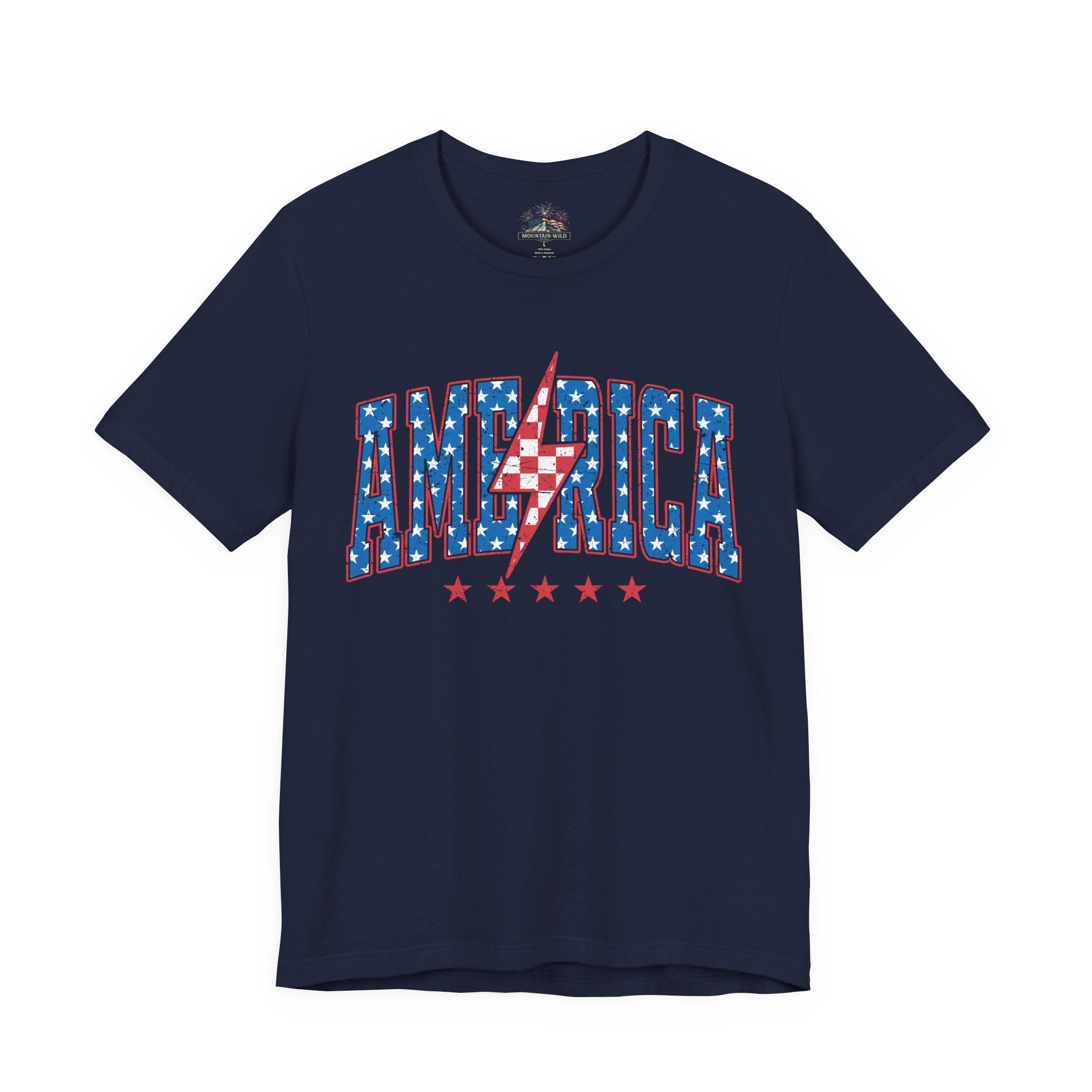 AMERICA Lightning Bolt Unisex Graphic Tee | Retro Racing Americana Shirt