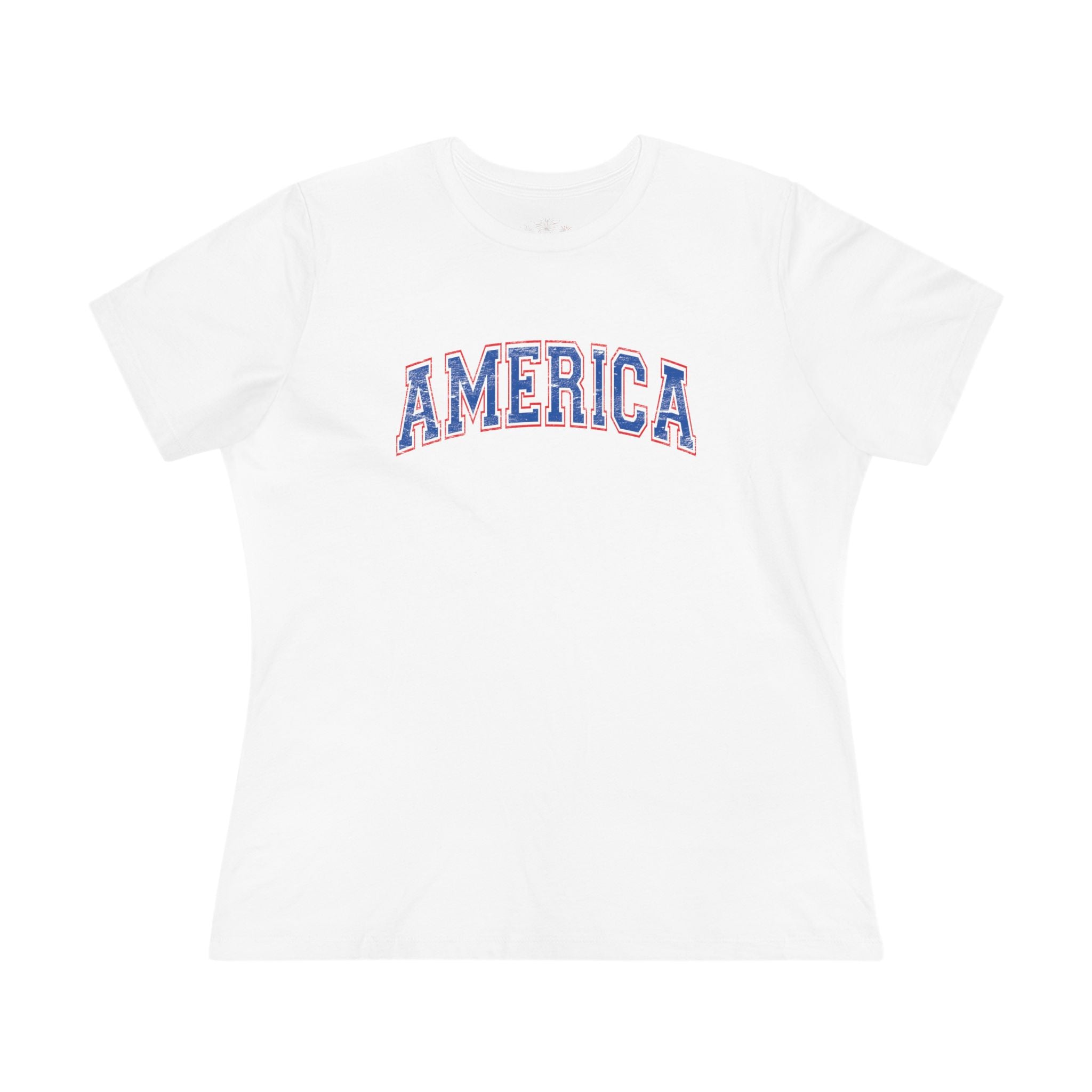 AMERICA Women's Cotton Tee | Classic Americana T-Shirt - BLUE