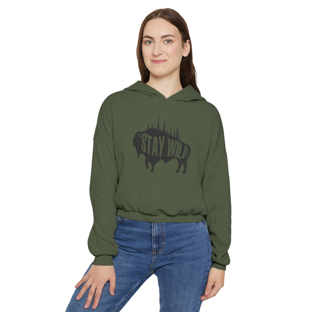Women's Cinched Hoodie - Buffalo Stay Wild Design