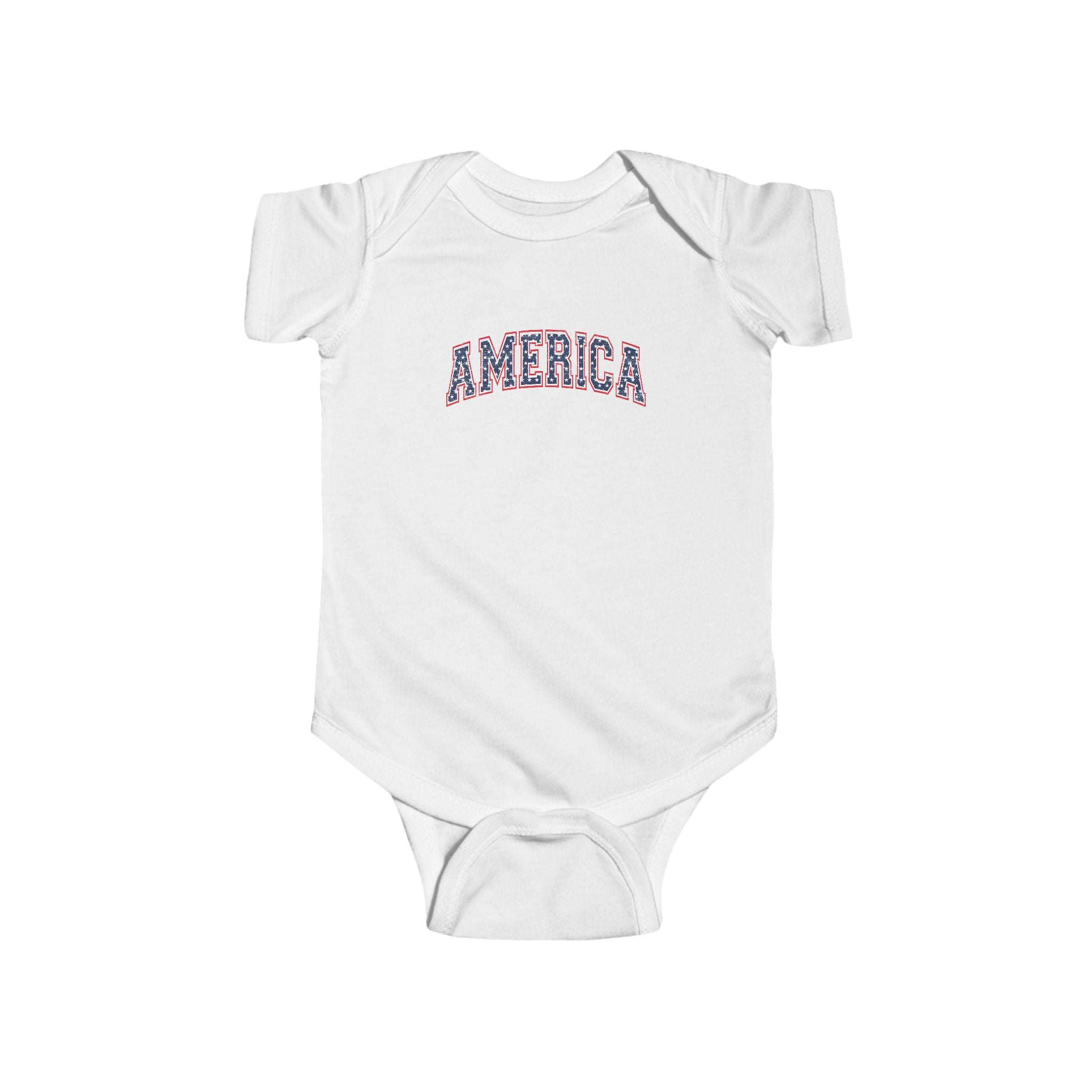 AMERICA Baby Bodysuit | Patriotic Red, White & Blue Infant Outfit