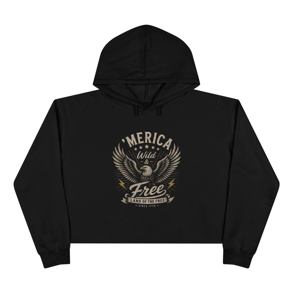 'Merica - Wild & Free Retro Eagle - Crop Hoodie
