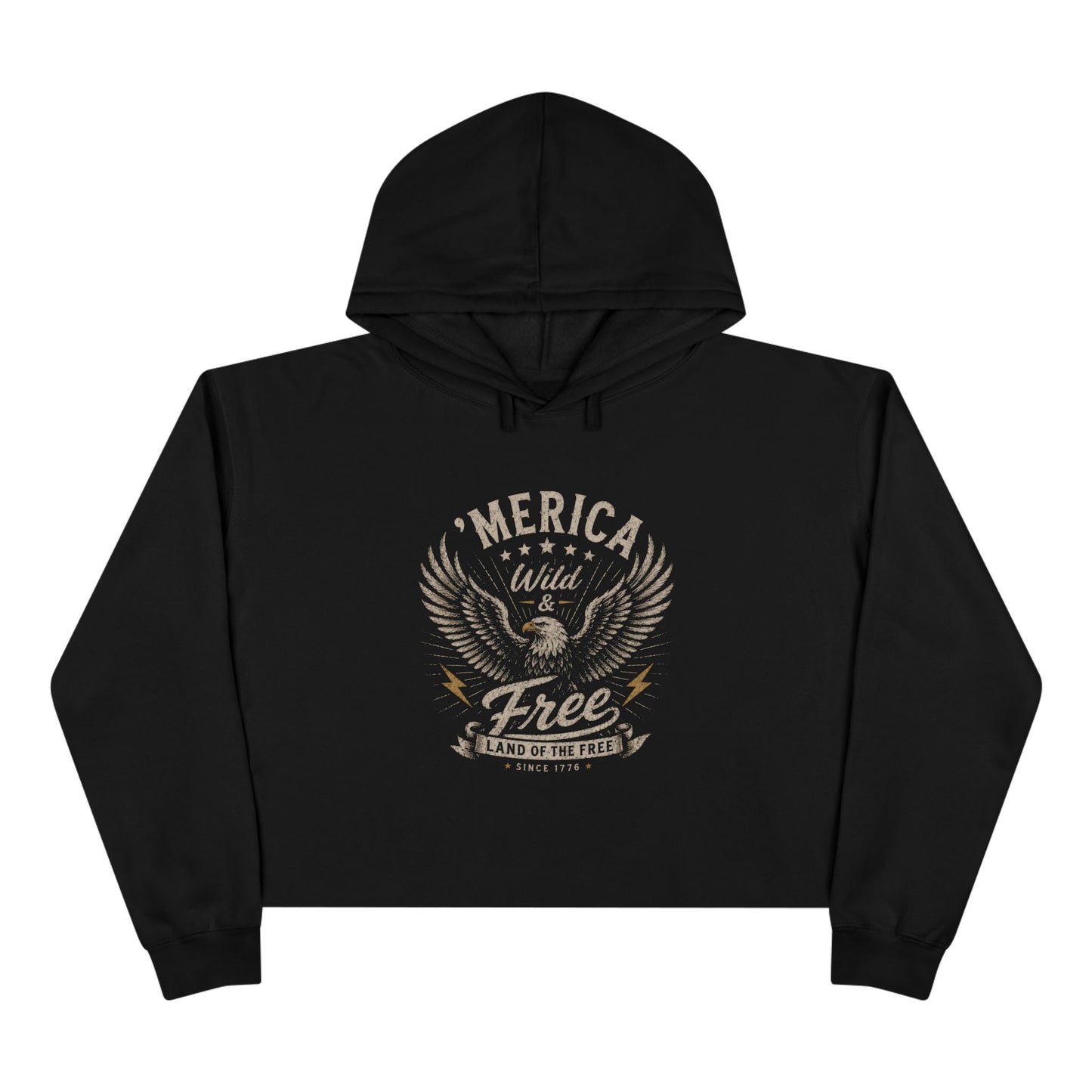 'Merica - Wild & Free Retro Eagle - Crop Hoodie