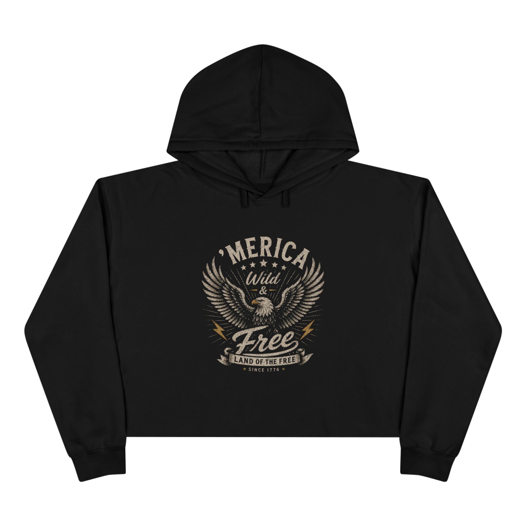 'Merica - Wild & Free Retro Eagle - Crop Hoodie
