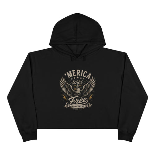 'Merica - Wild & Free Retro Eagle - Crop Hoodie