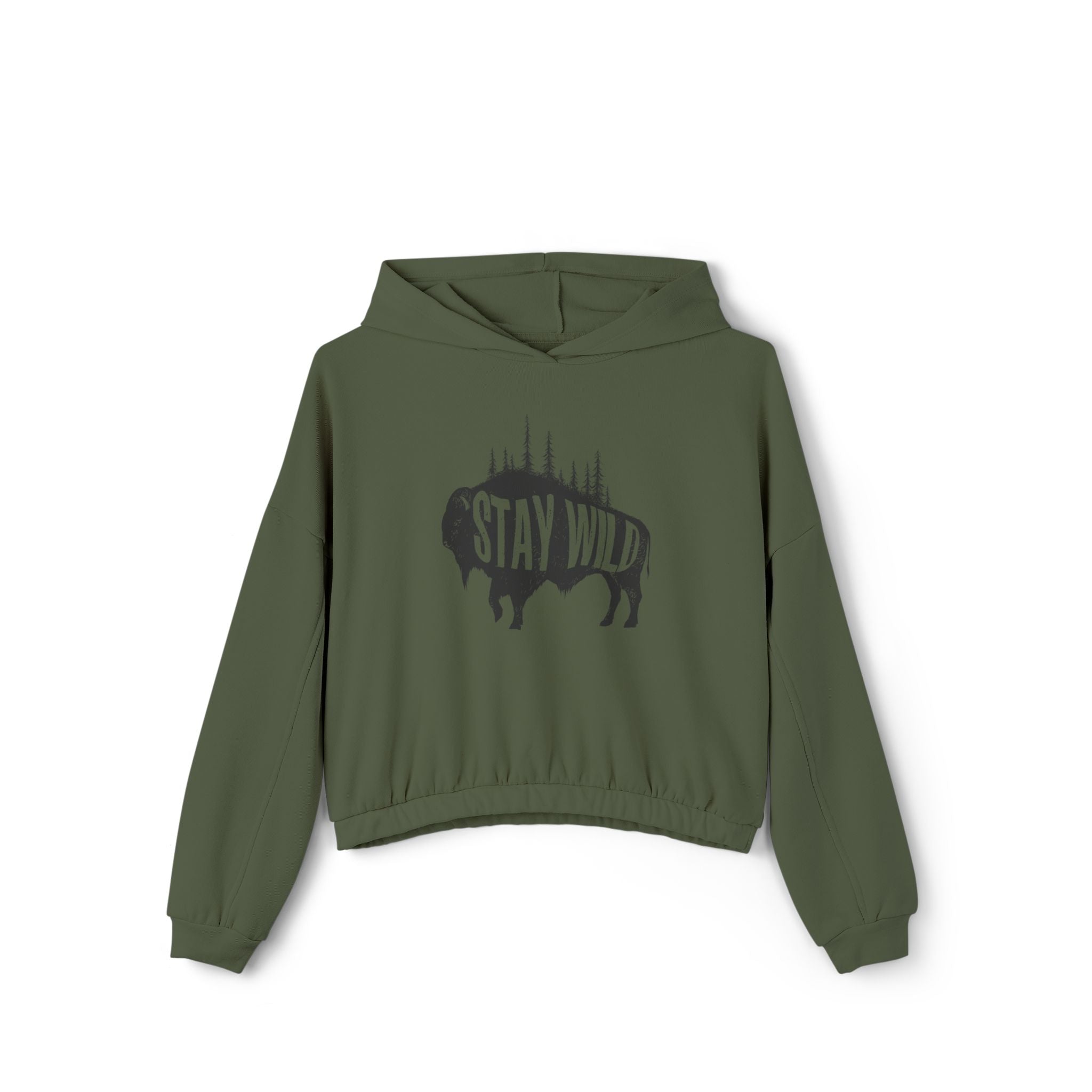 Women's Cinched Hoodie - Buffalo Stay Wild Design