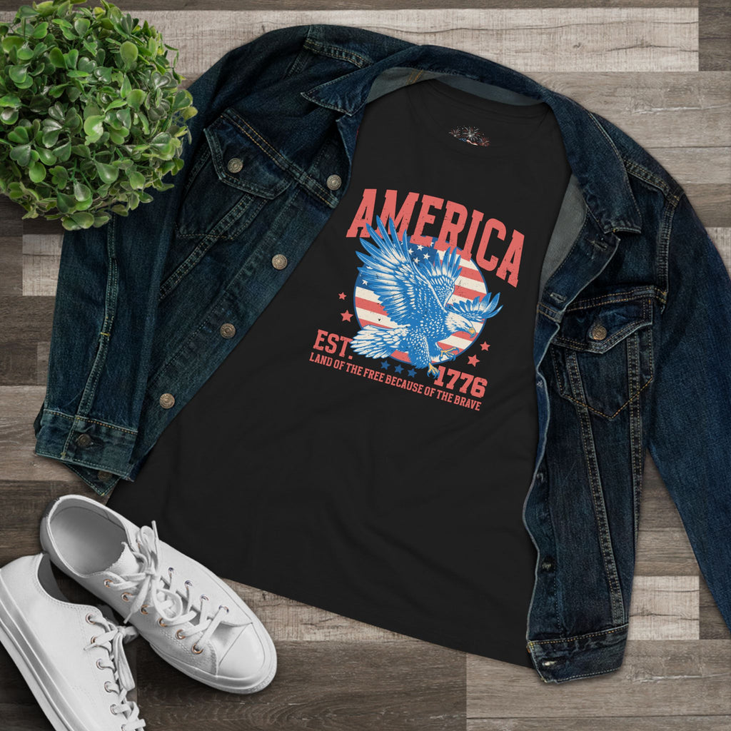 AMERICA EST. 1776 WOMEN'S GRAPHIC TEE | LAND OF THE FREE EAGLE SHIRT