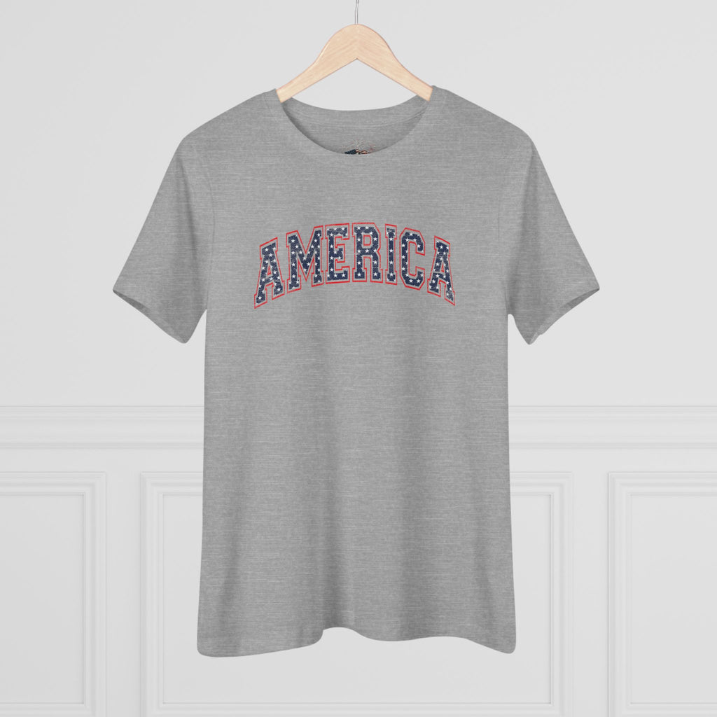 AMERICA Women's Cotton Tee | Classic Americana T-Shirt - STARS