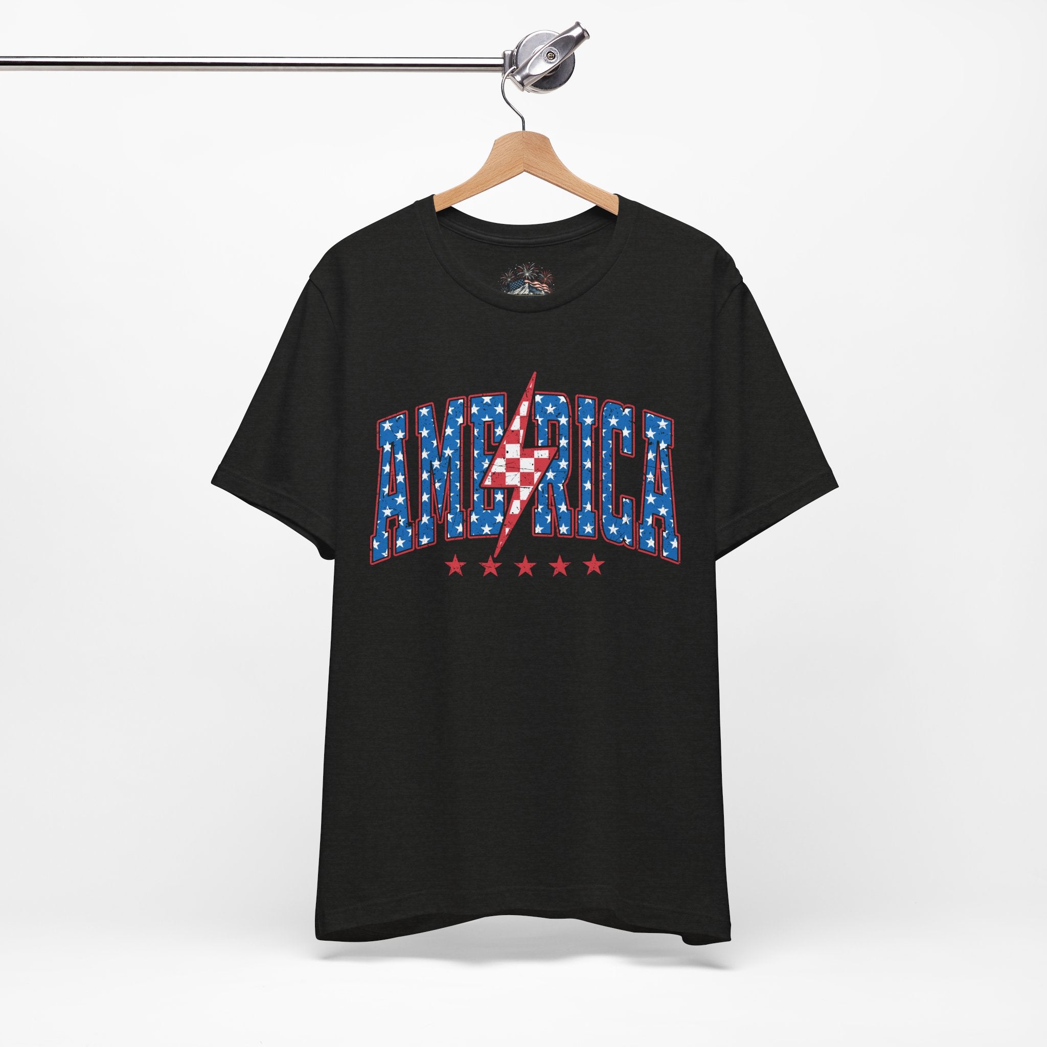 AMERICA Lightning Bolt Unisex Graphic Tee | Retro Racing Americana Shirt