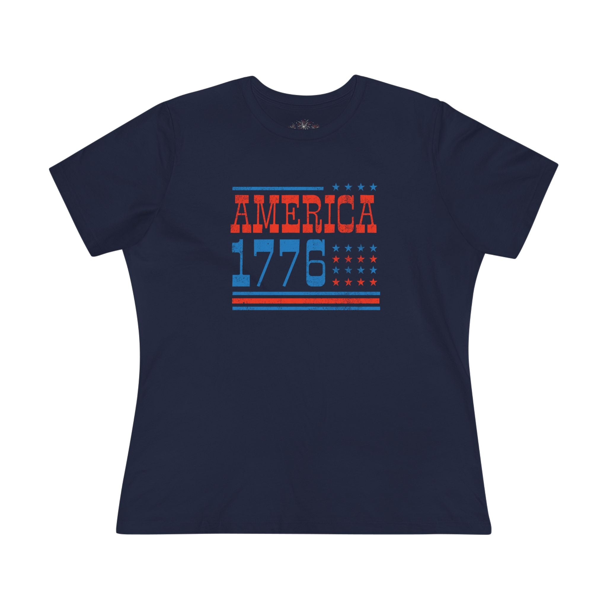 AMERICA 1776 Women's Cotton Tee | Classic Patriotic Americana Shirt