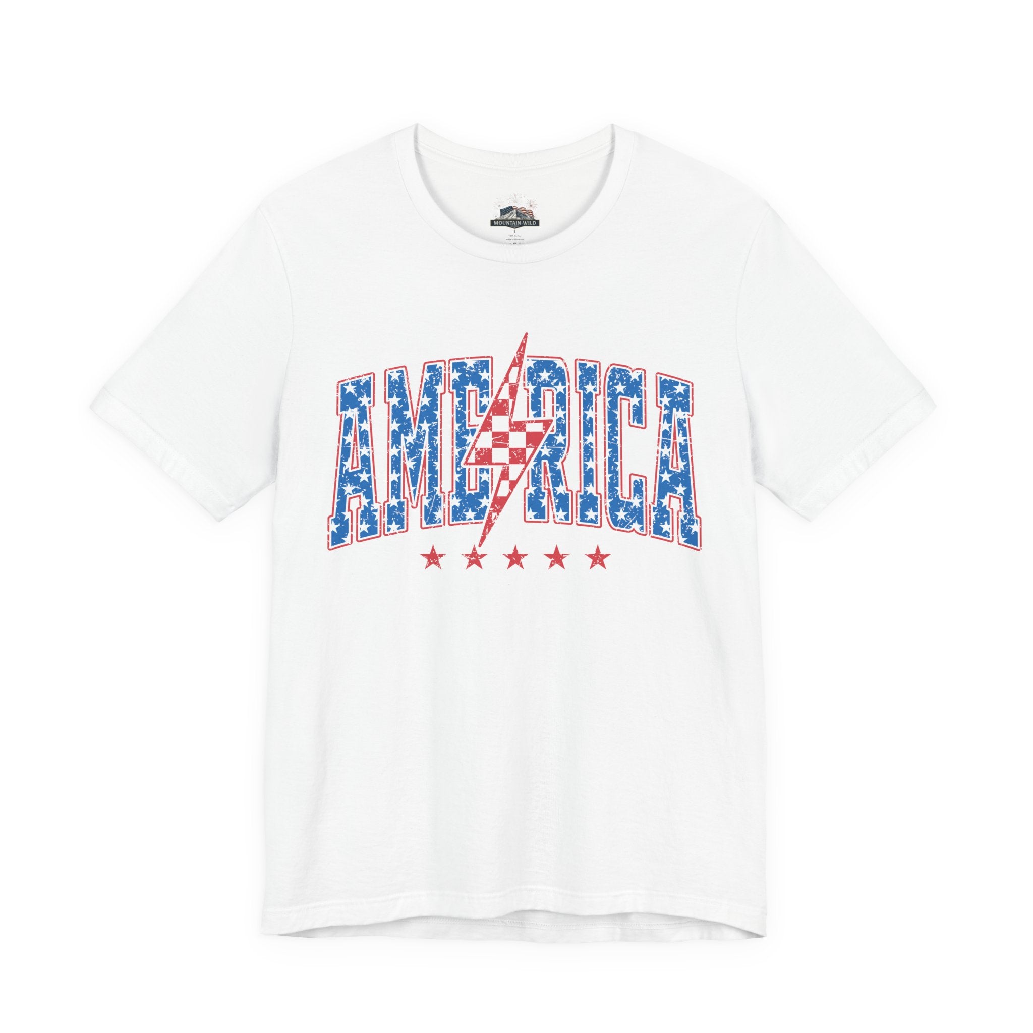 AMERICA Lightning Bolt Unisex Graphic Tee | Retro Racing Americana Shirt