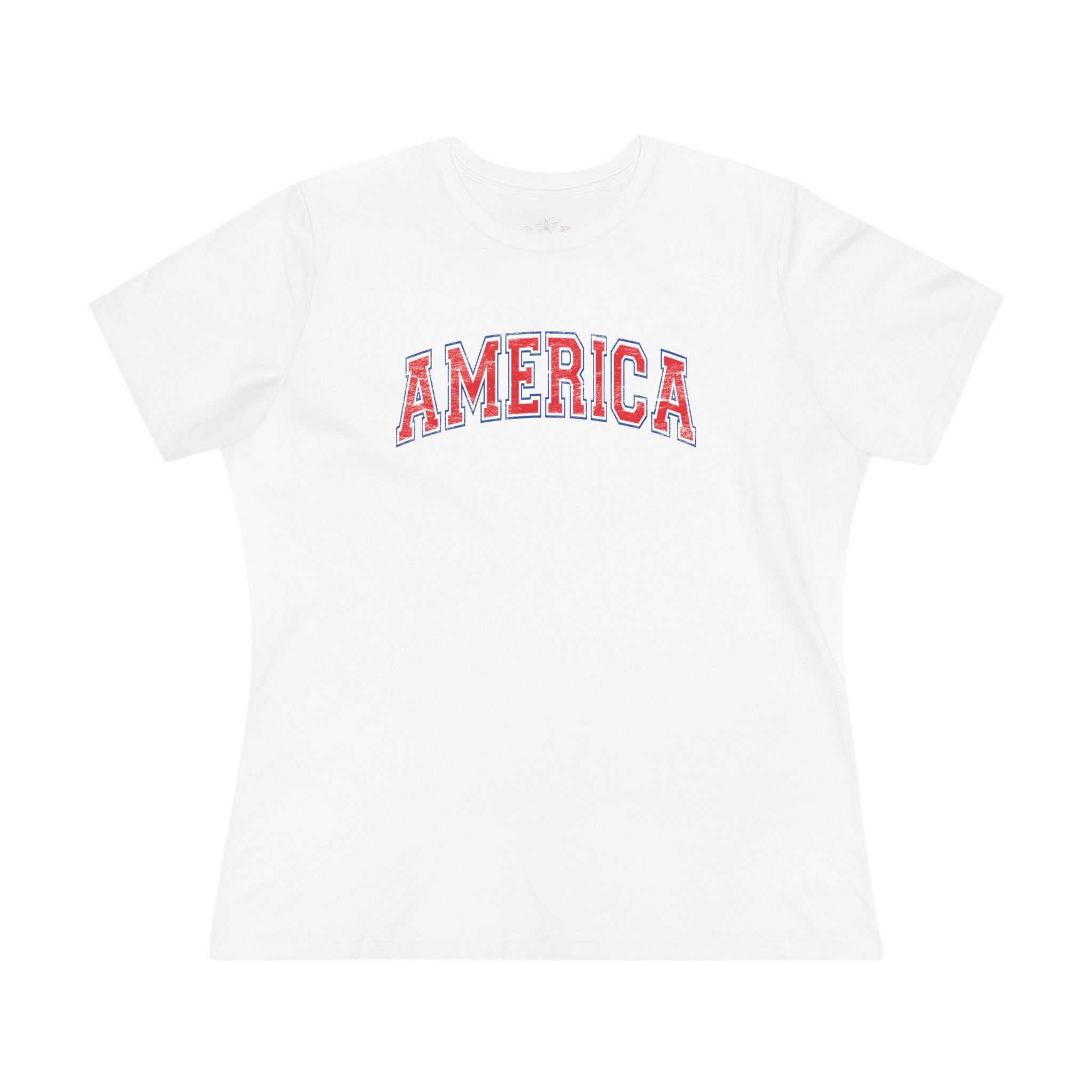 AMERICA Women's Cotton Tee | Classic Americana T-Shirt - RED