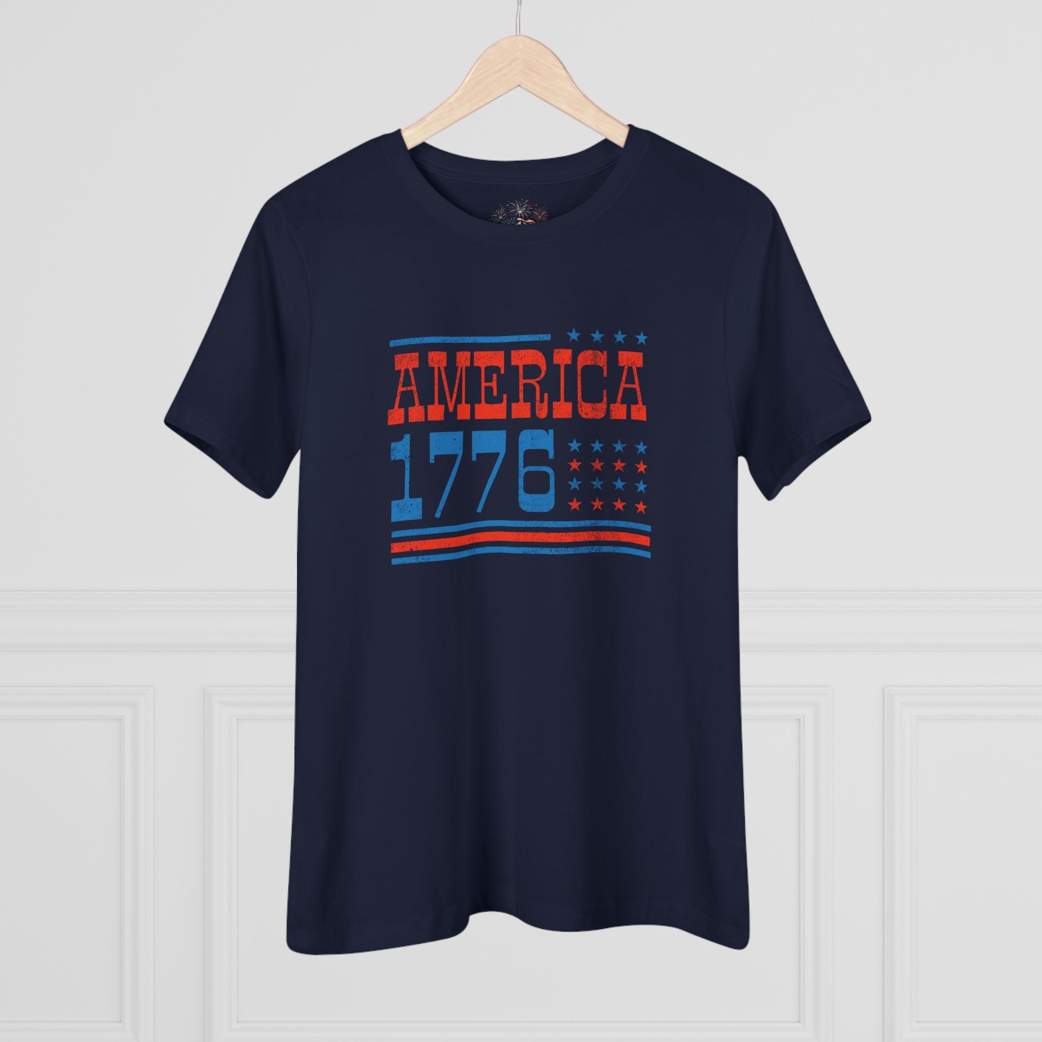 AMERICA 1776 Women's Cotton Tee | Classic Patriotic Americana Shirt