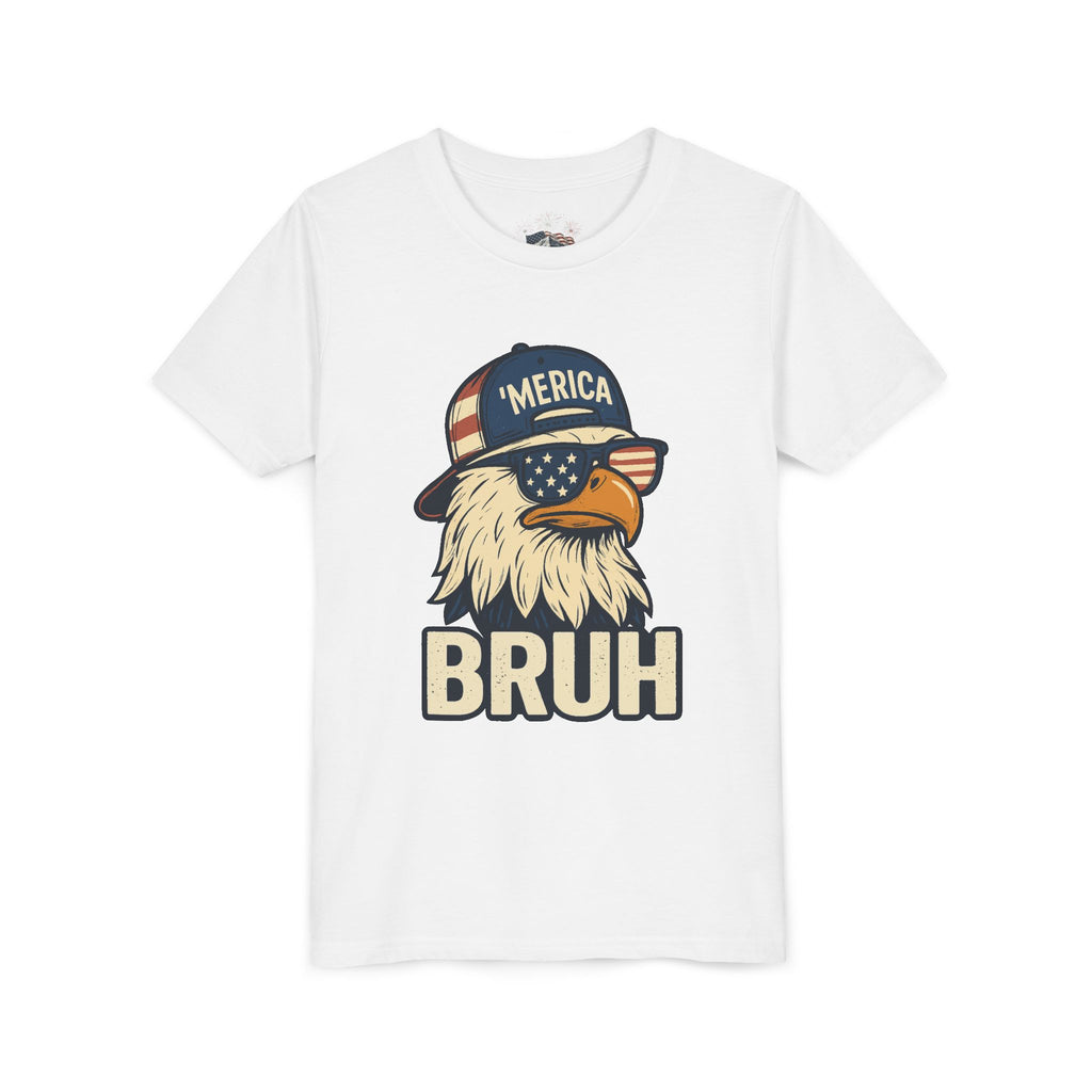 'MERICA BRUH Youth Graphic Tee | Funny Patriotic Eagle Shirt
