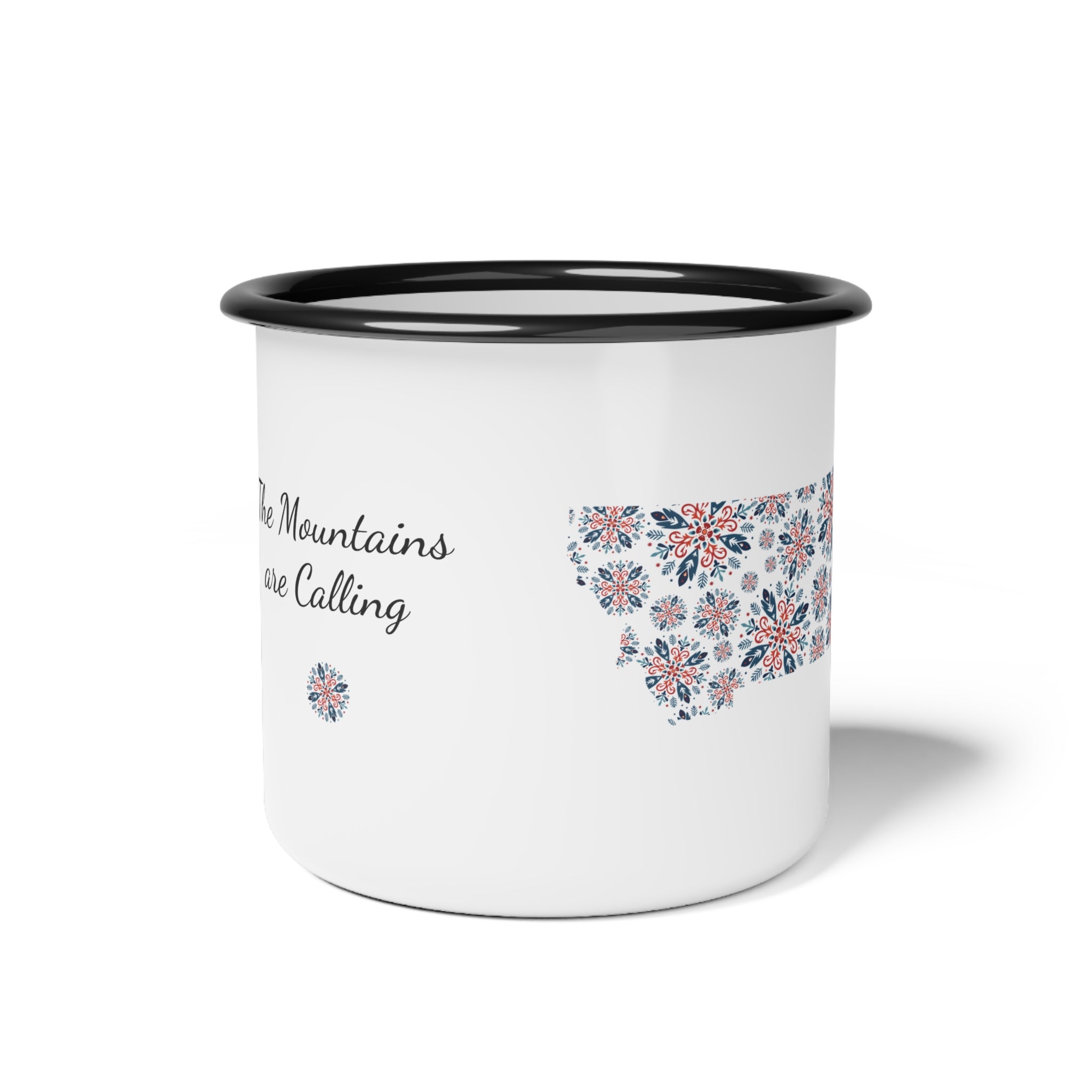 The Mountains are Calling Snowflake Enamel Camp Cup