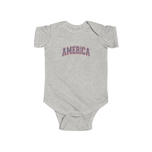 AMERICA Baby Bodysuit | Patriotic Red, White & Blue Infant Outfit