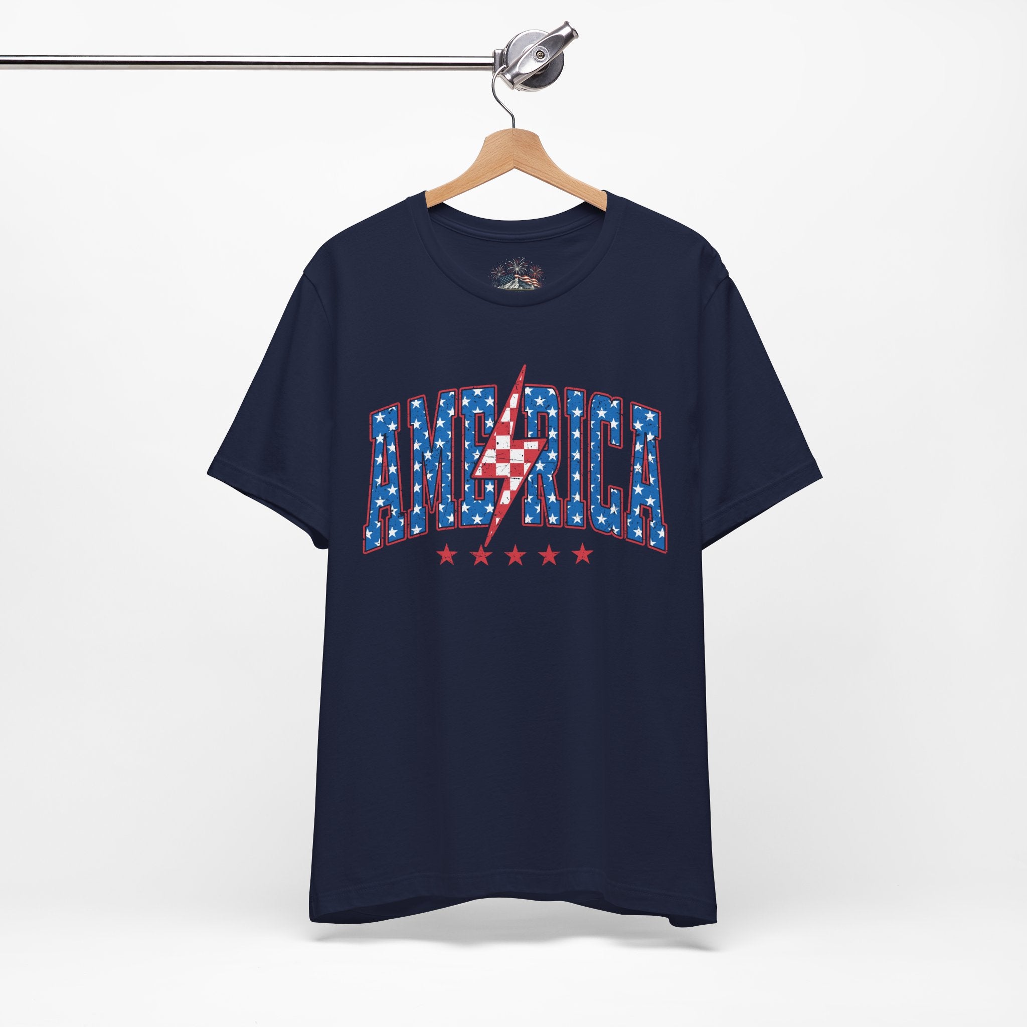 AMERICA Lightning Bolt Unisex Graphic Tee | Retro Racing Americana Shirt