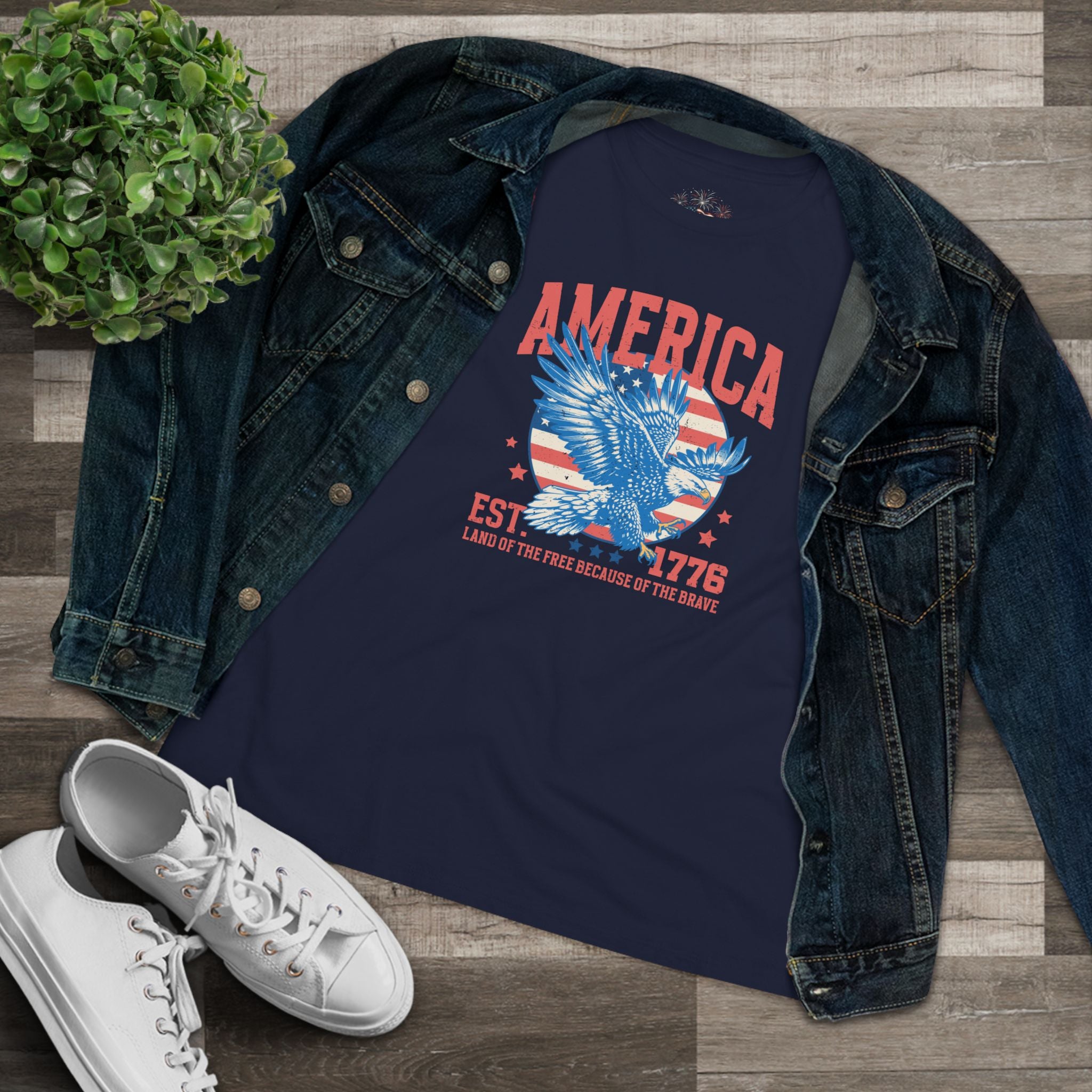 AMERICA EST. 1776 WOMEN'S GRAPHIC TEE | LAND OF THE FREE EAGLE SHIRT