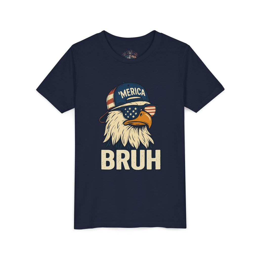 'MERICA BRUH Youth Graphic Tee | Funny Patriotic Eagle Shirt