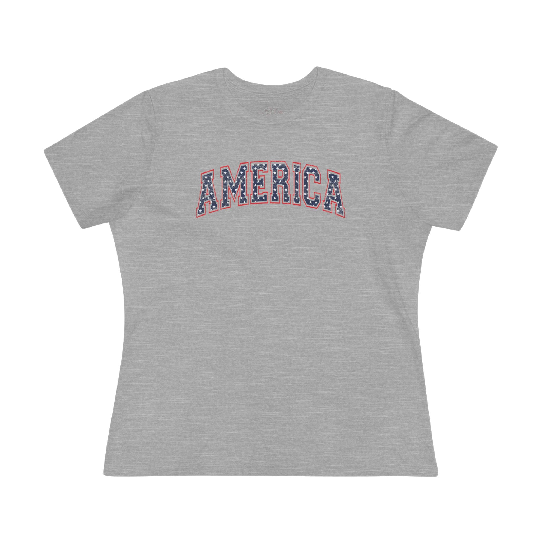 AMERICA Women's Cotton Tee | Classic Americana T-Shirt - STARS