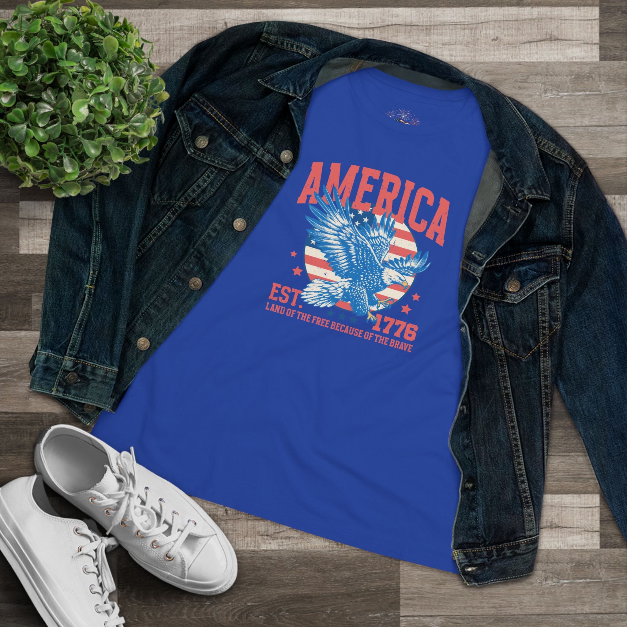 AMERICA EST. 1776 WOMEN'S GRAPHIC TEE | LAND OF THE FREE EAGLE SHIRT
