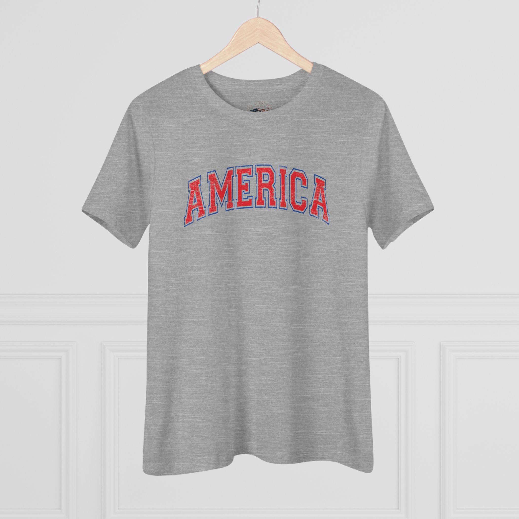 AMERICA Women's Cotton Tee | Classic Americana T-Shirt - RED
