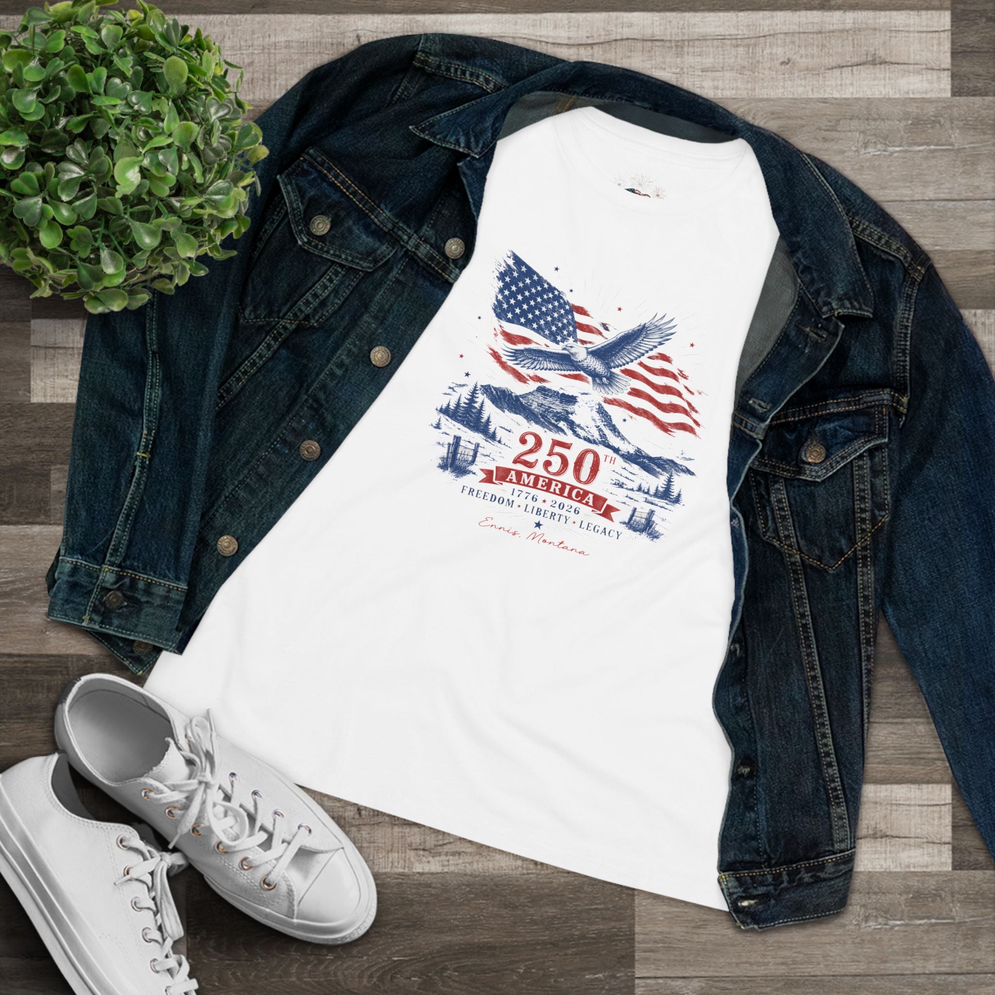 America 250 Eagle & Sphinx Mountain WOMEN'S T-Shirt | Ennis Montana