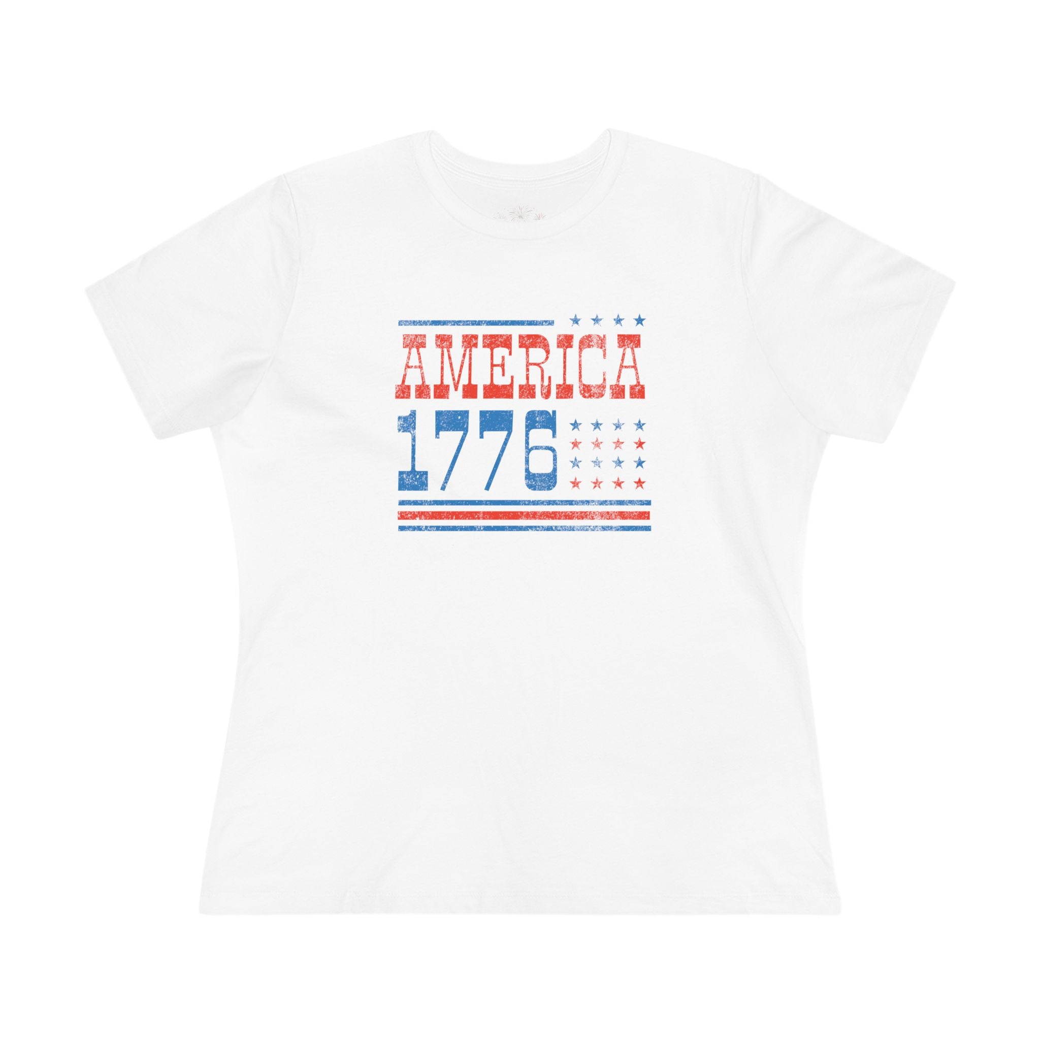 AMERICA 1776 Women's Cotton Tee | Classic Patriotic Americana Shirt