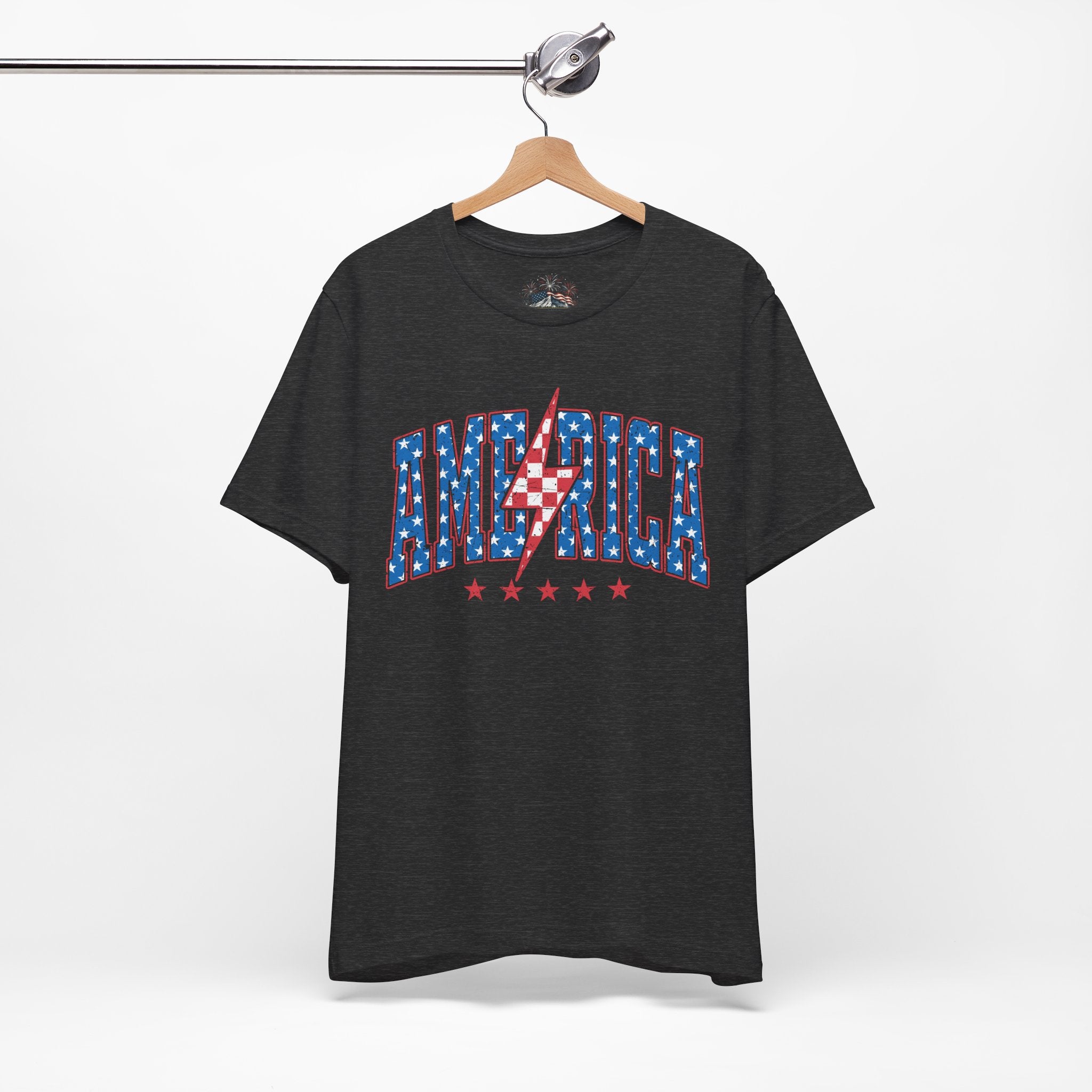 AMERICA Lightning Bolt Unisex Graphic Tee | Retro Racing Americana Shirt