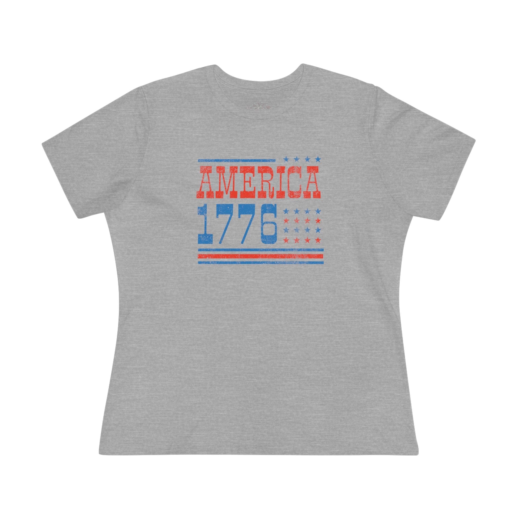 AMERICA 1776 Women's Cotton Tee | Classic Patriotic Americana Shirt