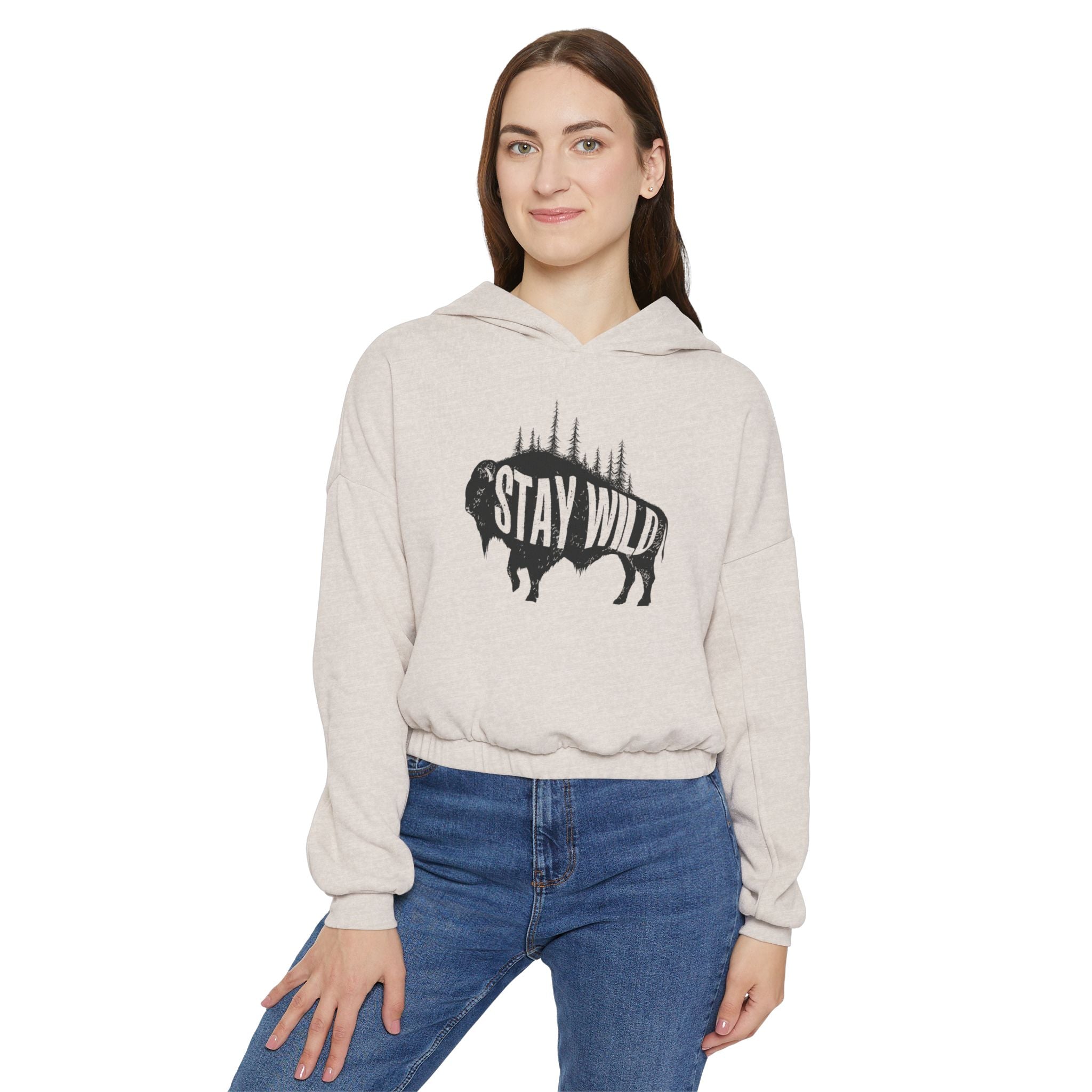 Women's Cinched Hoodie - Buffalo Stay Wild Design