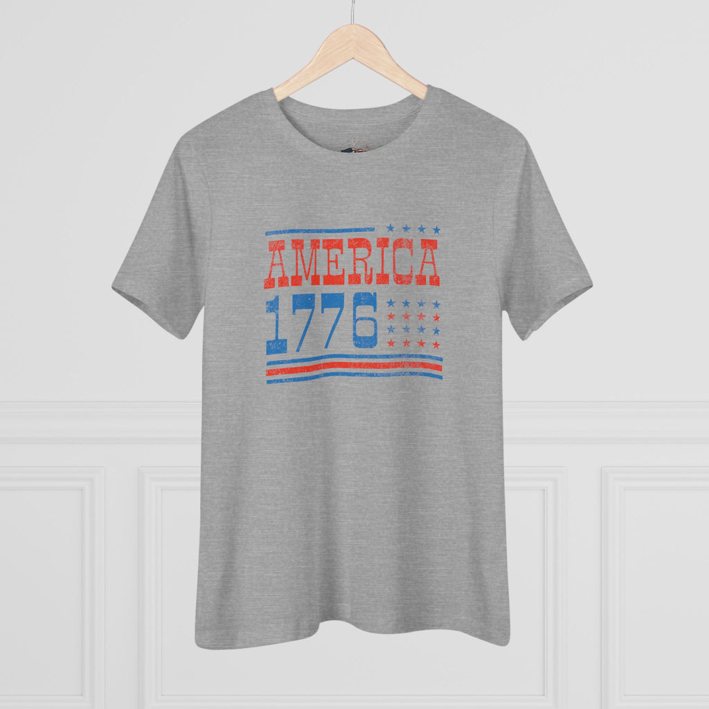 AMERICA 1776 Women's Cotton Tee | Classic Patriotic Americana Shirt