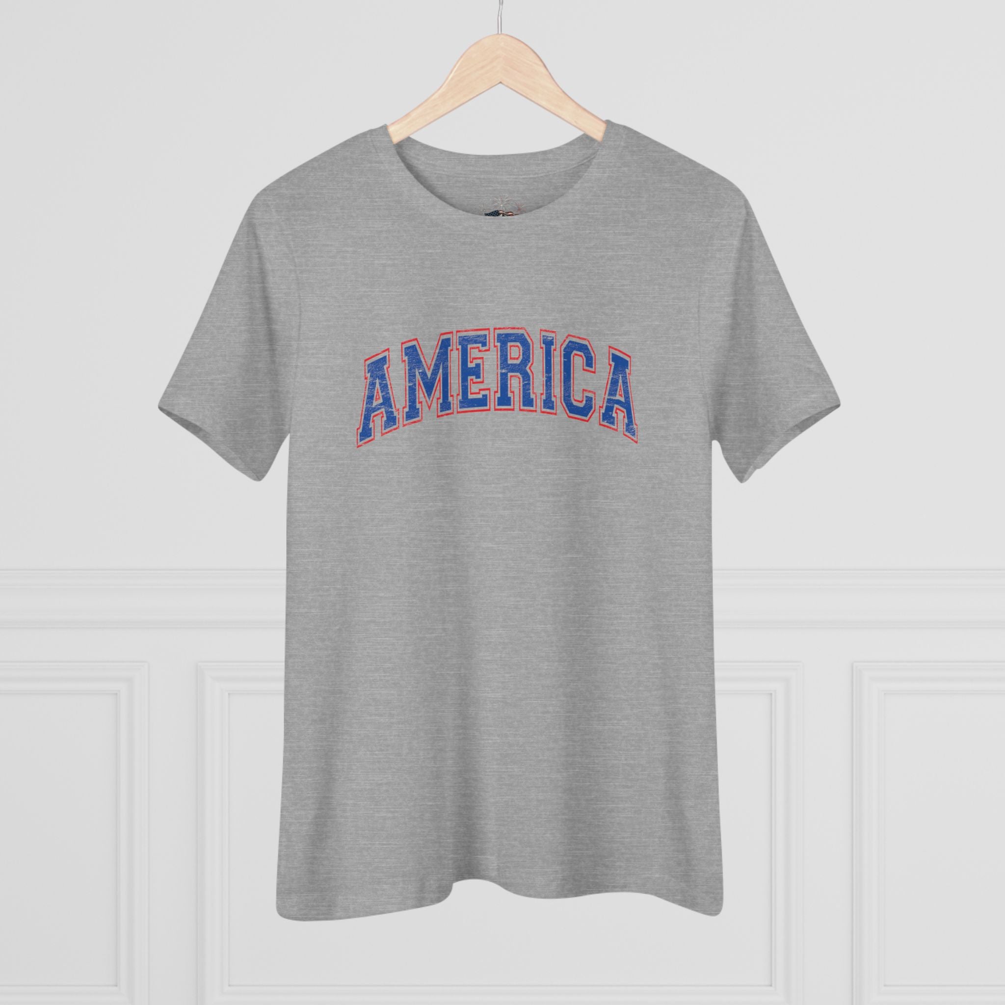 AMERICA Women's Cotton Tee | Classic Americana T-Shirt - BLUE
