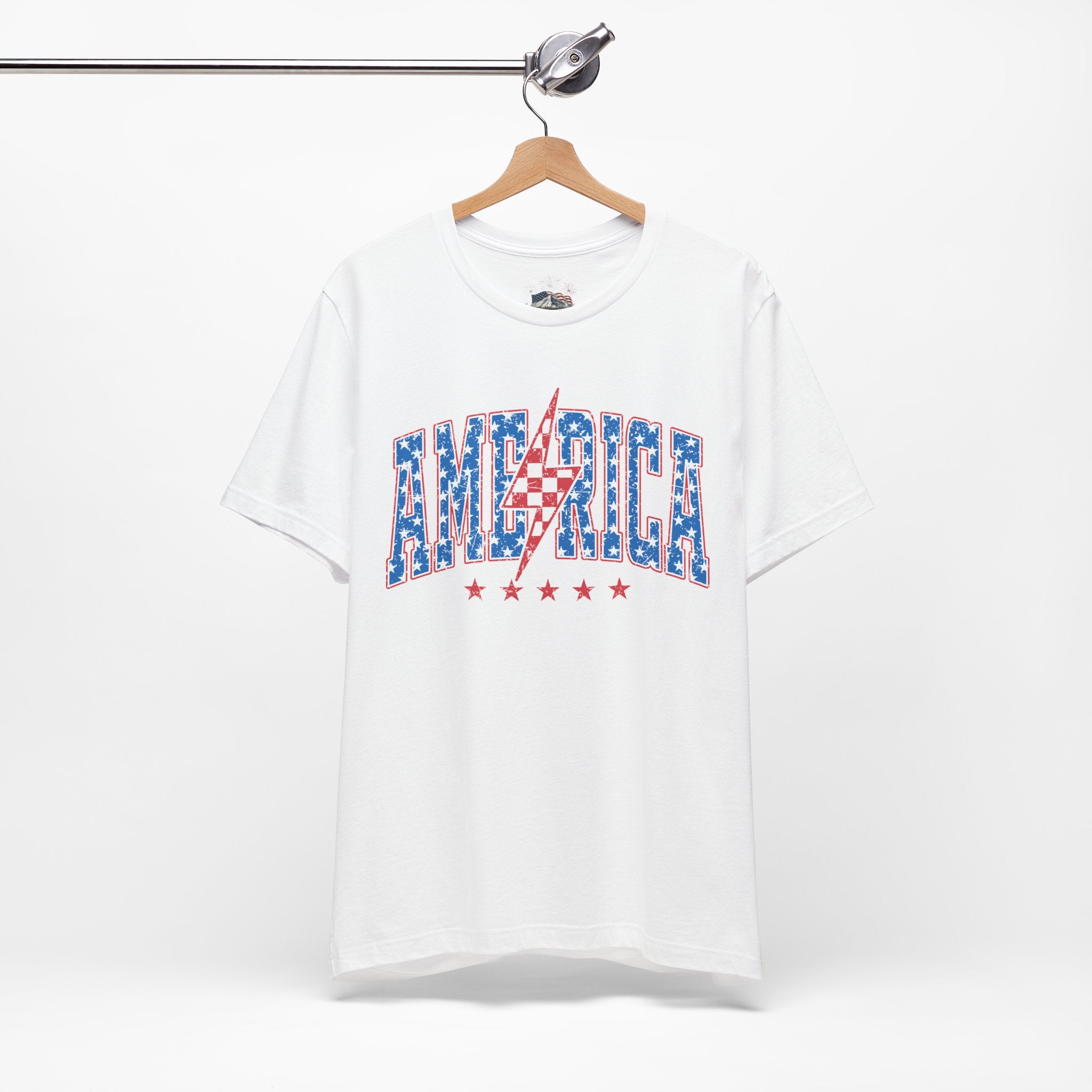 AMERICA Lightning Bolt Unisex Graphic Tee | Retro Racing Americana Shirt