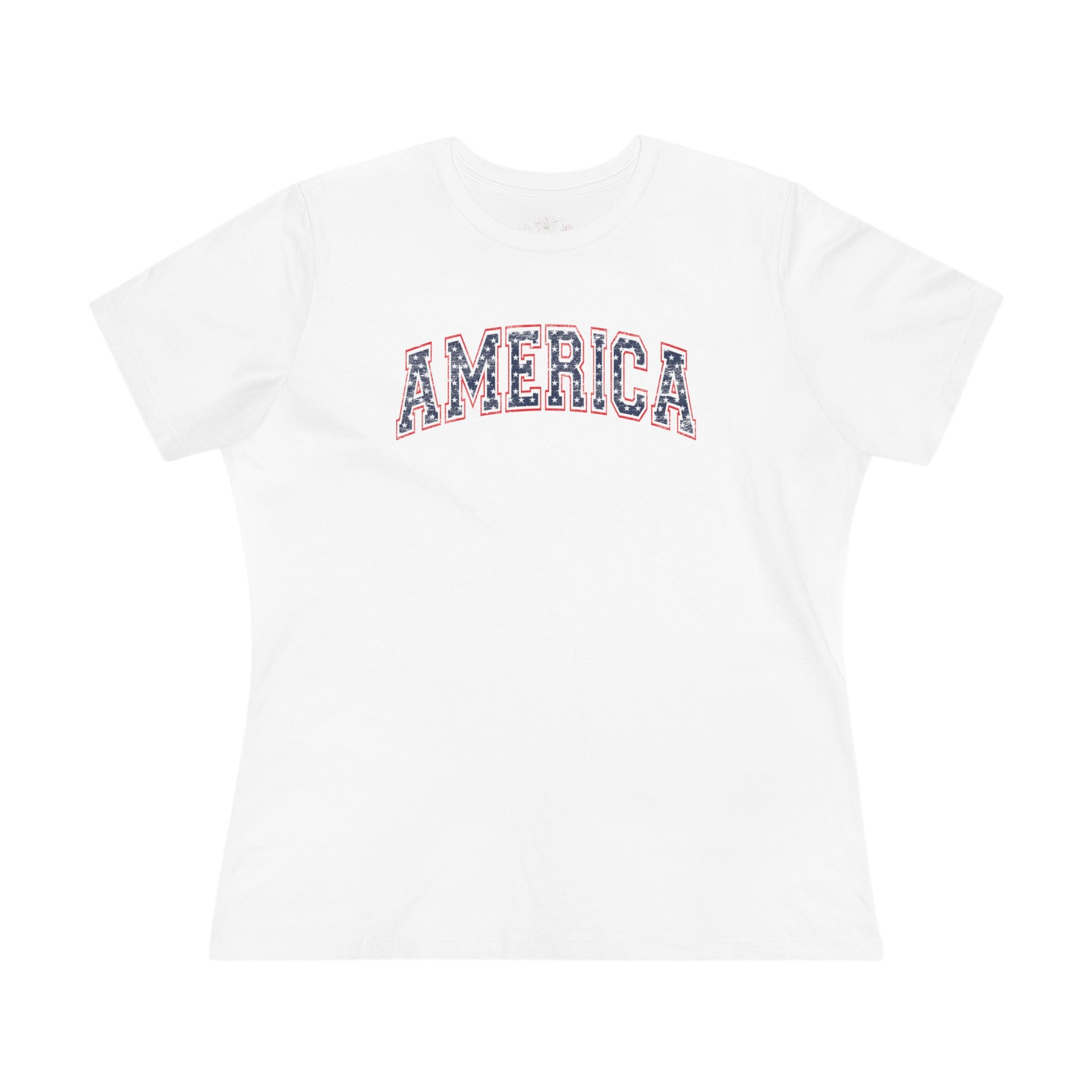 AMERICA Women's Cotton Tee | Classic Americana T-Shirt - STARS