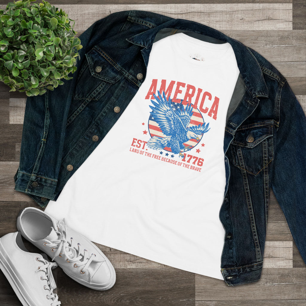 AMERICA EST. 1776 WOMEN'S GRAPHIC TEE | LAND OF THE FREE EAGLE SHIRT