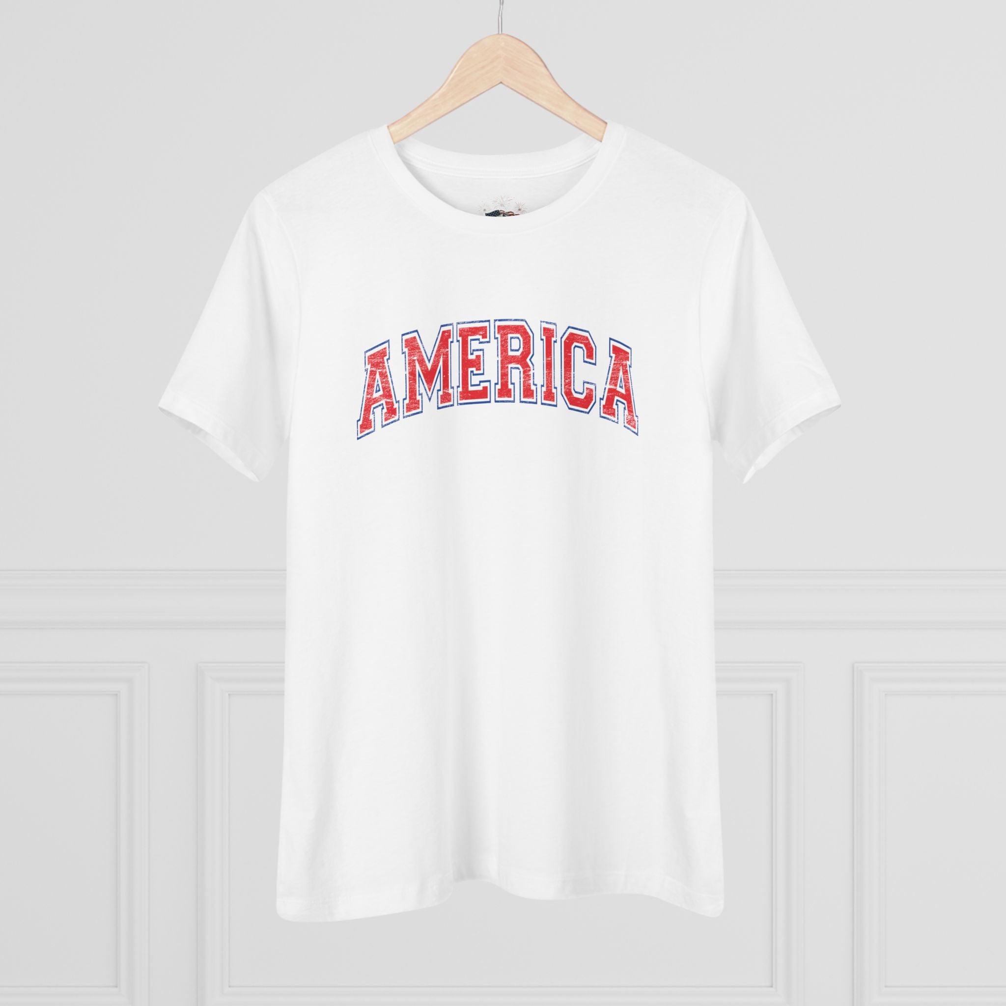 AMERICA Women's Cotton Tee | Classic Americana T-Shirt - RED