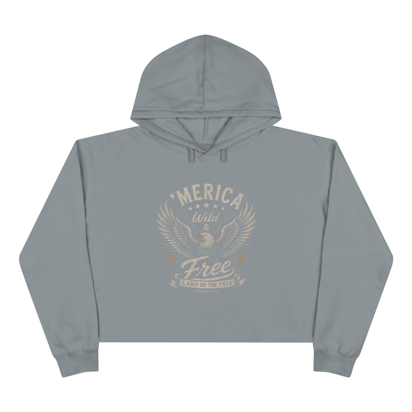 'Merica - Wild & Free Retro Eagle - Crop Hoodie