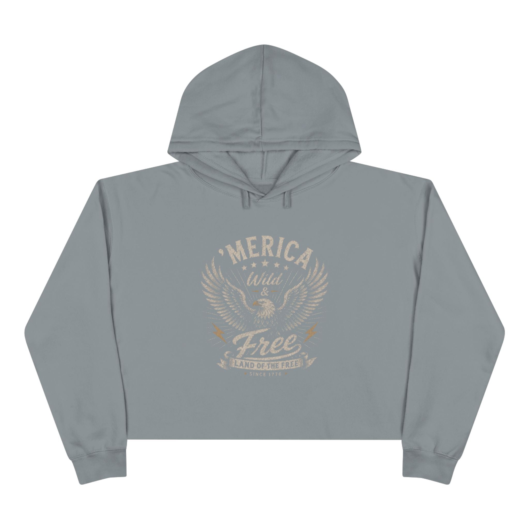 'Merica - Wild & Free Retro Eagle - Crop Hoodie