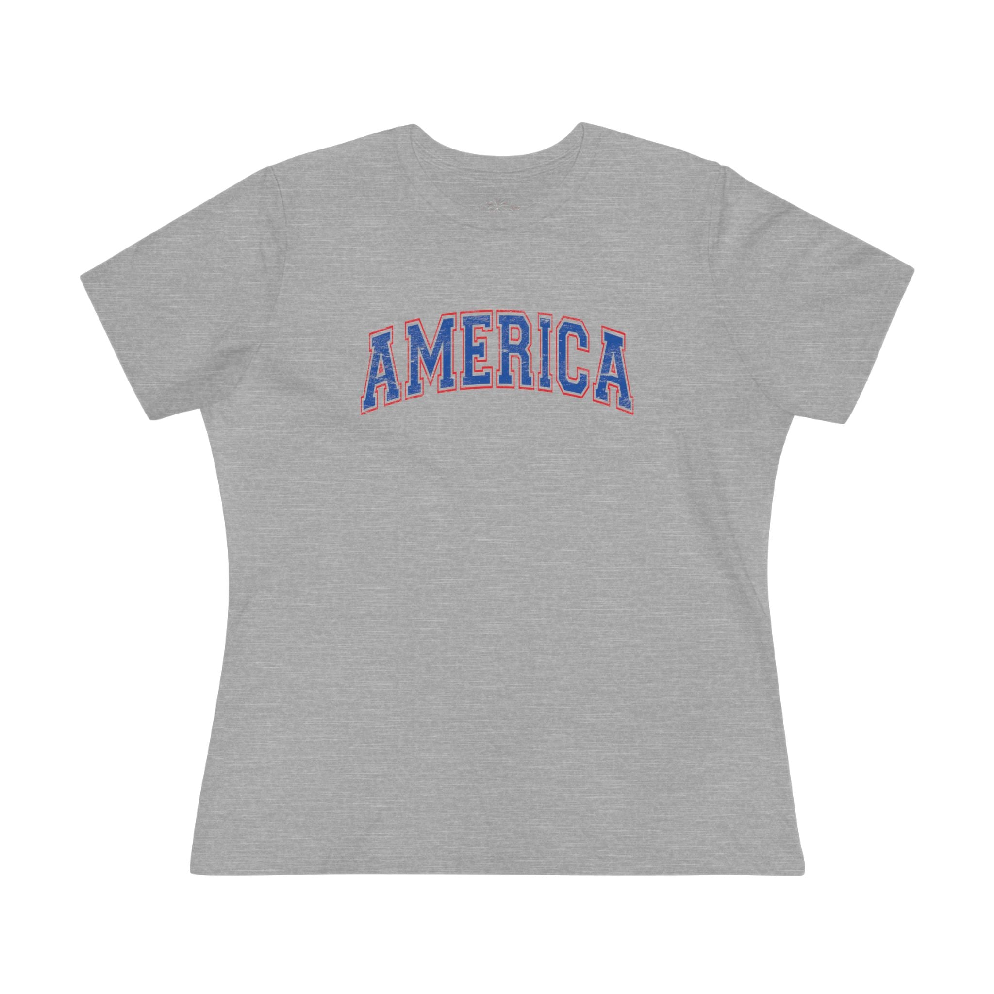 AMERICA Women's Cotton Tee | Classic Americana T-Shirt - BLUE