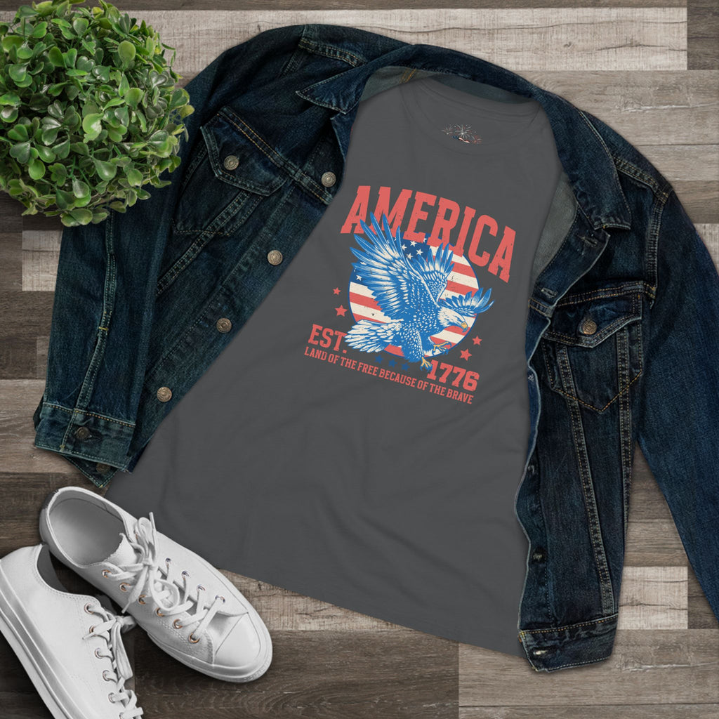 AMERICA EST. 1776 WOMEN'S GRAPHIC TEE | LAND OF THE FREE EAGLE SHIRT
