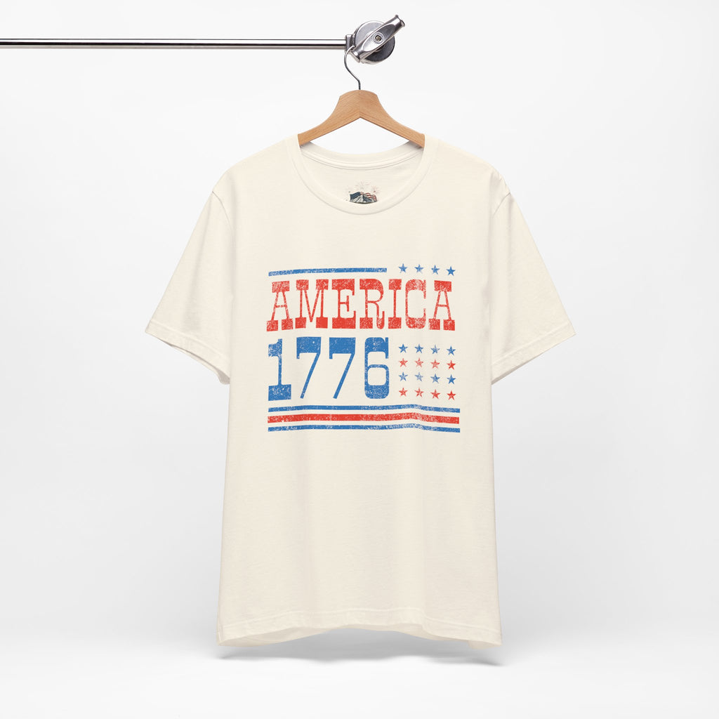 AMERICA 1776 Unisex Cotton Tee | Classic Patriotic Americana Shirt