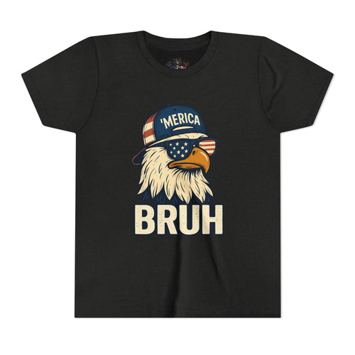 'MERICA BRUH Youth Graphic Tee | Funny Patriotic Eagle Shirt