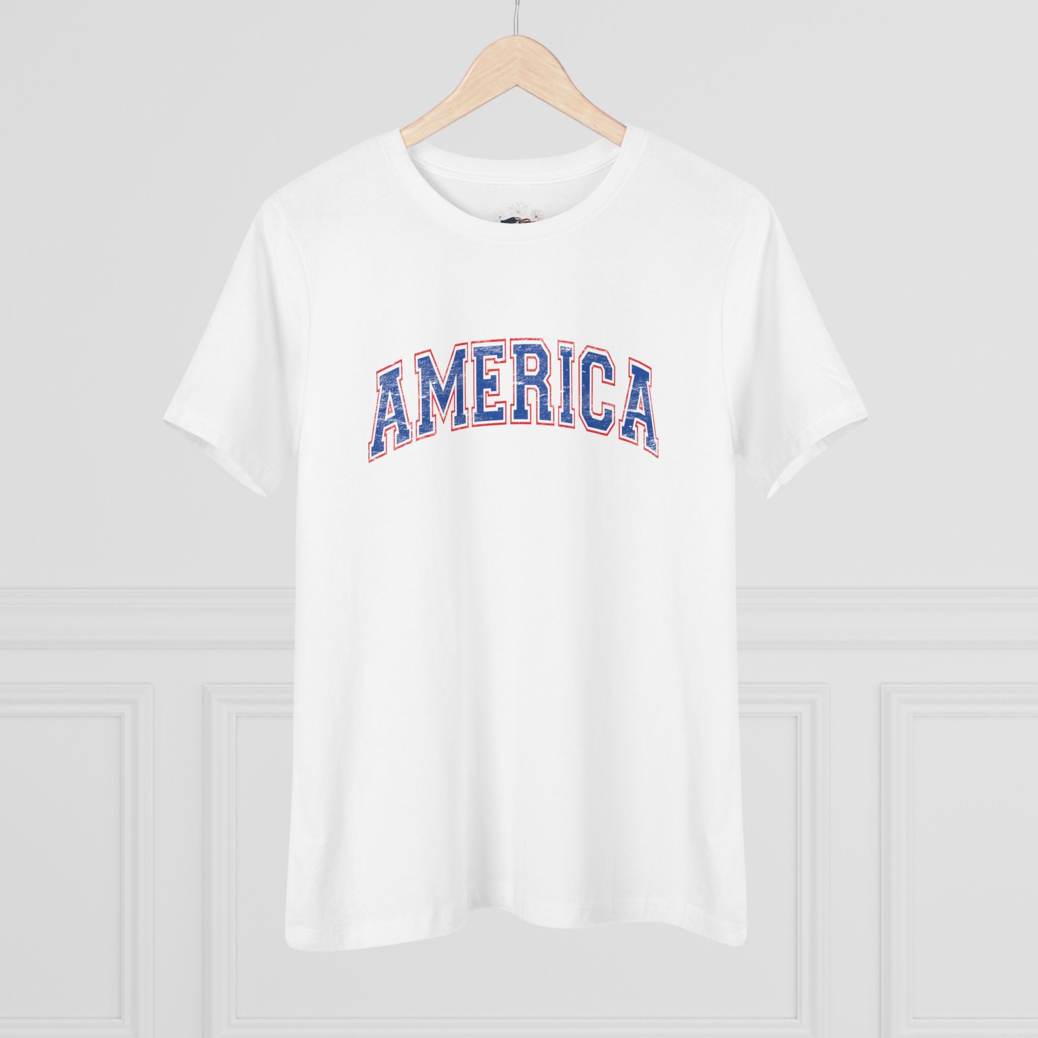 AMERICA Women's Cotton Tee | Classic Americana T-Shirt - BLUE